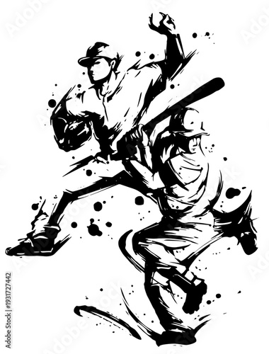 Pitcher vs Batter – Dynamic Baseball Illustration