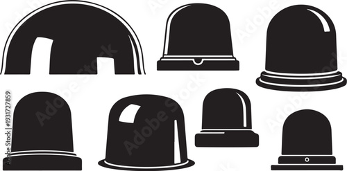Collection of Various Black Hats in Different Styles Silhouette