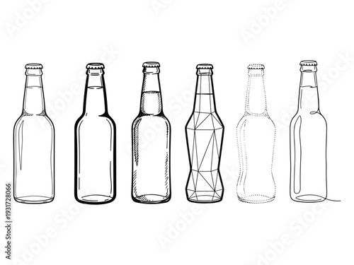 Beer Bottles Line Art Collection Commercial