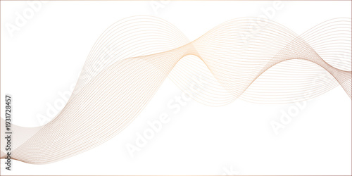 Abstract wave element for design. Digital frequency track equalizer. Stylized line art background. Vector illustration. Wave with lines created using blend tool. Curved wavy line, valleys is featured.