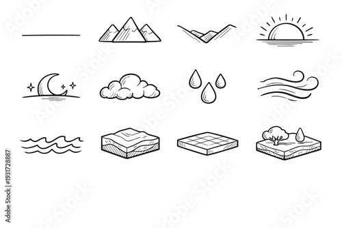 Arc slab line valley mountain image simple generation vector system ground icon