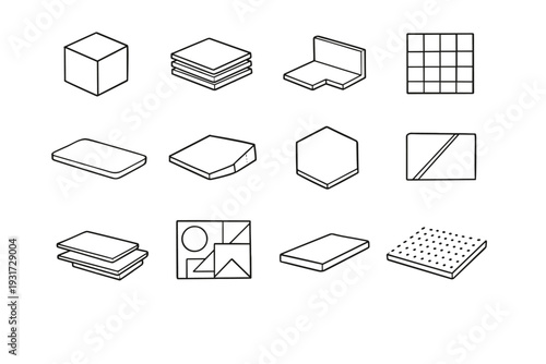 Simple plane generation slab image structure vector tile icon panel shape block