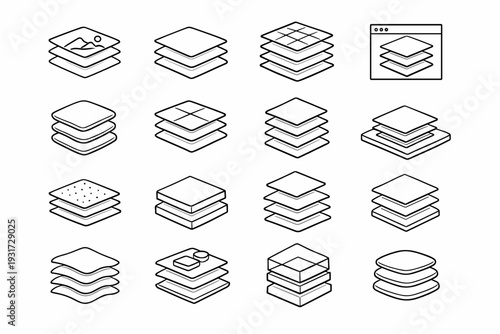 Vector assortment plane asset collection slab layer pack set component icon
