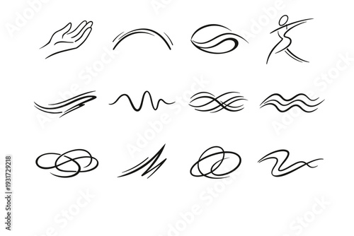 Flow sweep image icon simple motion vector curve generation tempo energy human