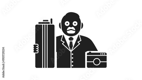 Retro Photographer with Vintage Camera and Equipment