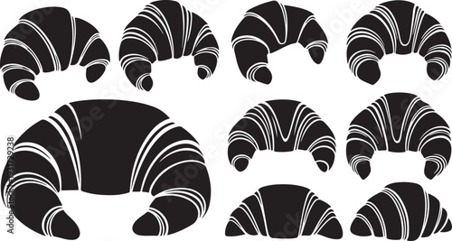 Black and white croissants on a clean white background