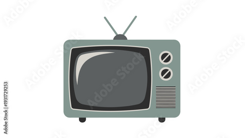 Retro Television Set with Antenna and Knobs, Vintage Technology Icon