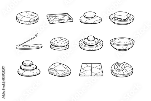 Carved rock simple icon paperweight tile generation image aroma stone vector bowl