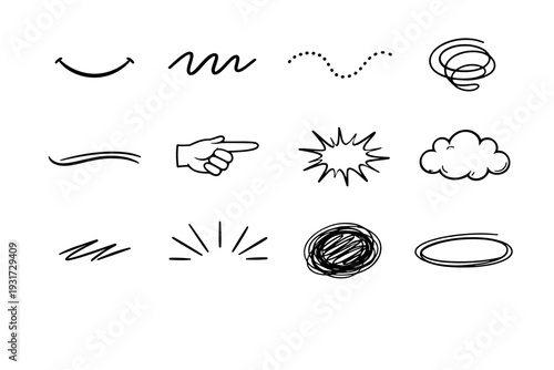 Image loop hand cloud underline icon generation oval simple vector emphasis starburst