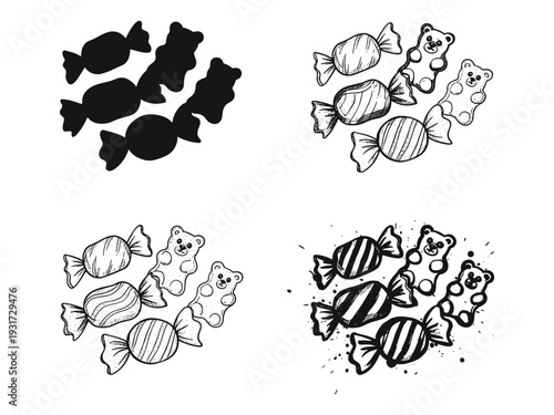 Candy Sweets Gummy Bear Collection Commercial Art