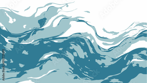 Vector Abstract depiction of aquatic currents in shades of aqua and azure, simulating the graceful motion of the ocean's surface. 