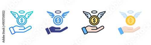 Angel Investor Icon Set Vector Collection Isolated In Black And White