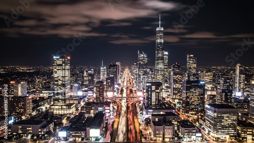 Wallpaper Mural Nighttime Cityscape - A Stunning View of Illuminated Skyscrapers. Torontodigital.ca