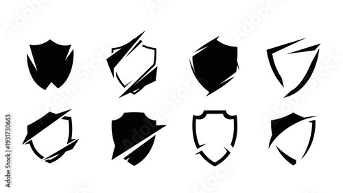 Set of Shield Icons, Security Symbols, Protection Emblems, Badge Graphics, Vector Art