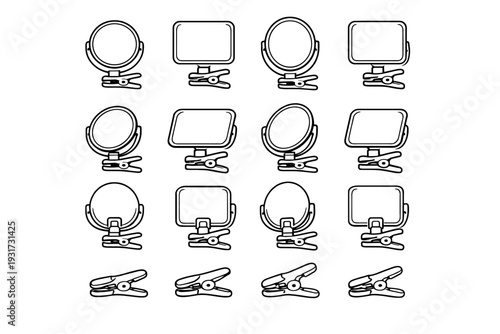 Icons geometry outline rounded construction icon edges mirror handling form clamp vector