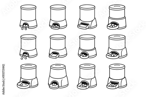 Icon accessory pet stable treat body compact clean rounded vector dispenser