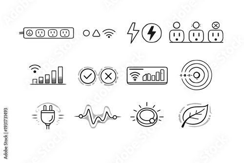 Display icon modern power strip outlet smart concept vector illumination outline