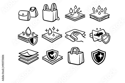 Icon icons bag fabric layer lining surface vector outline tote foldable industrial