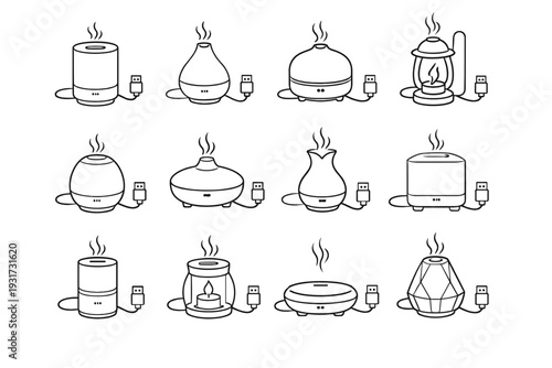 Detail silhouette usb lamp understated material home vector presence icon refined aroma