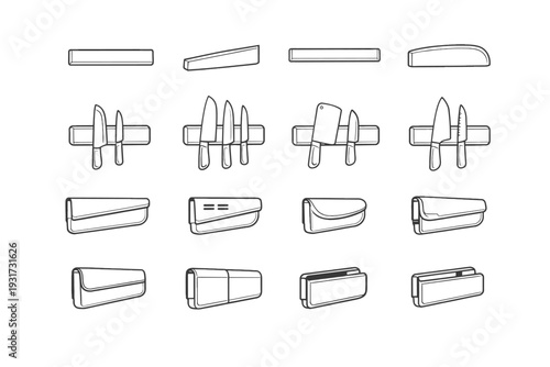 Material knife vector color tidy kitchen icon modern outline magnetic aesthetic silhouette