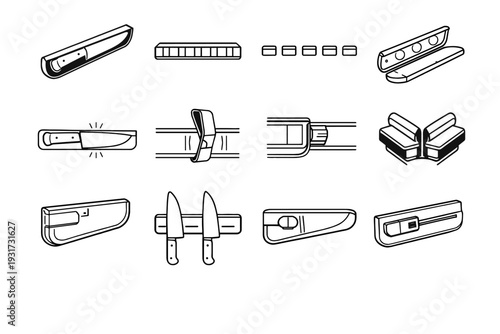 Secure blade magnetic safety hold evenly alignment icon elements vector internal sheath