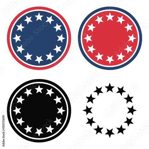 Patriotic 13 Stars Circle Vector Illustration Featuring Historical U.S. Symbol