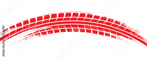 Tire track. Tyre mark of car, bike, motorcycle with grunge effect on white background.