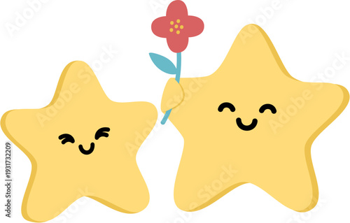 Happy Stars Couple in love Cartoon Character Illustration