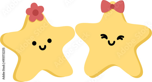 Happy Stars Couple in love Cartoon Character Illustration