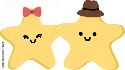 Happy Stars Couple in love Cartoon Character Illustration