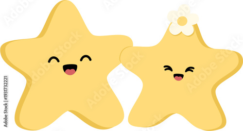 Happy Stars Couple in love Cartoon Character Illustration
