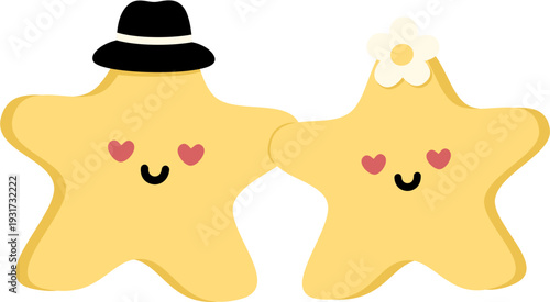 Happy Stars Couple in love Cartoon Character Illustration