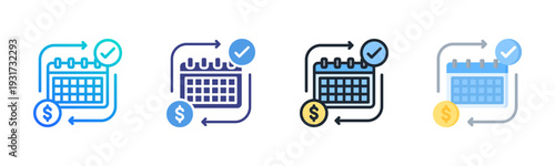 Subscription Model Icon Set Vector Collection Isolated In Black And White