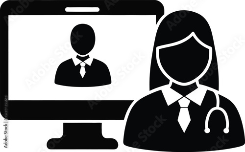 Set of 2 black telemedicine icons vector