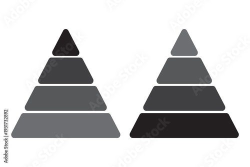 Triangular pyramid infographic vector icon set. Maslow layer diagram. Development level infographic. Business graph. Pyramid vector illustration.