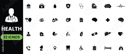 Set of 32 health icons vector