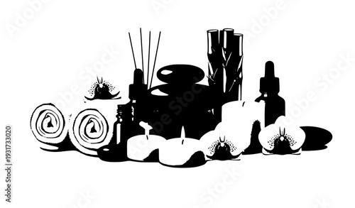 Top View Spa Accessories Flat Lay Composition Minimal Vector Design