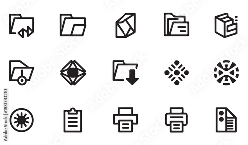 Variety of document file type icon vector illustration set isolated on white background