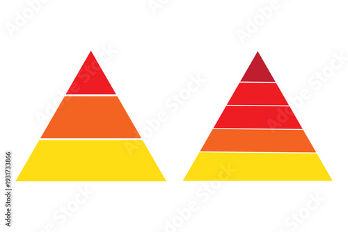 Triangular pyramid infographic vector icon set. Maslow layer diagram. Development level infographic. Business graph. Pyramid vector illustration.
