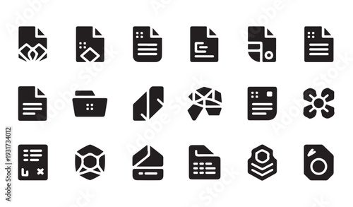 Abstract document icons and geometric file shapes for modern business branding and design