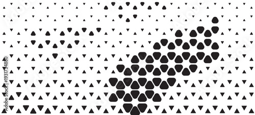 Abstract geometric black and white deco art halftone hexagone and triangle print pattern. vector eps10