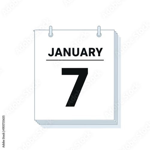 Illustrative representation of the seventh day in the month of January, a clear graphic symbol for specific calendar dates and time tracking schedules