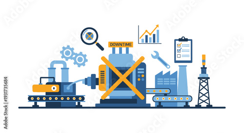 Industrial Downtime Prevention and Production Maintenance Concept