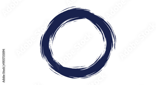 Abstract Hand-Drawn Enso Circle Ink Brush Stroke Minimalist Round Frame Vector