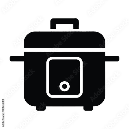 Modern black and white electric rice cooker with sleek minimalist design and compact size for kitchen appliances