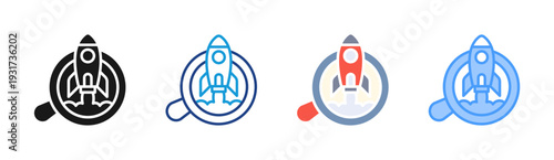 Growth Launch icon set multiple style collection