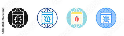 Website Security icon set multiple style collection