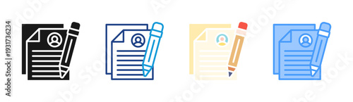 Content Writing icon set multiple style collection