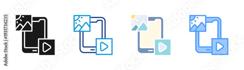 Media Files icon set multiple style collection