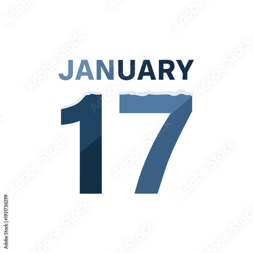 A clear digital representation of the seventeenth day of January, rendered with a cool blue gradient and a subtle, snow-like texture on the numbers.